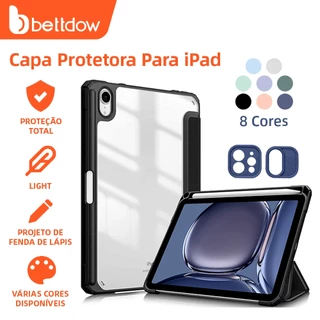 BETTDOW Capa para iPad Pro 11 12.9 2022 Air 4 Air 5 Gen 10 10.9 Gen 9 8 7 10.2 Capa de acrílico transparente para tablet com suporte para lápis