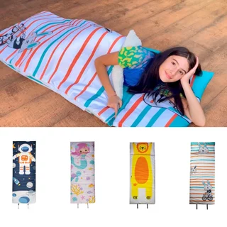 Saco de Dormir Infantil Cobertor com Zíper 1,75x0,70m e Almofada embutida