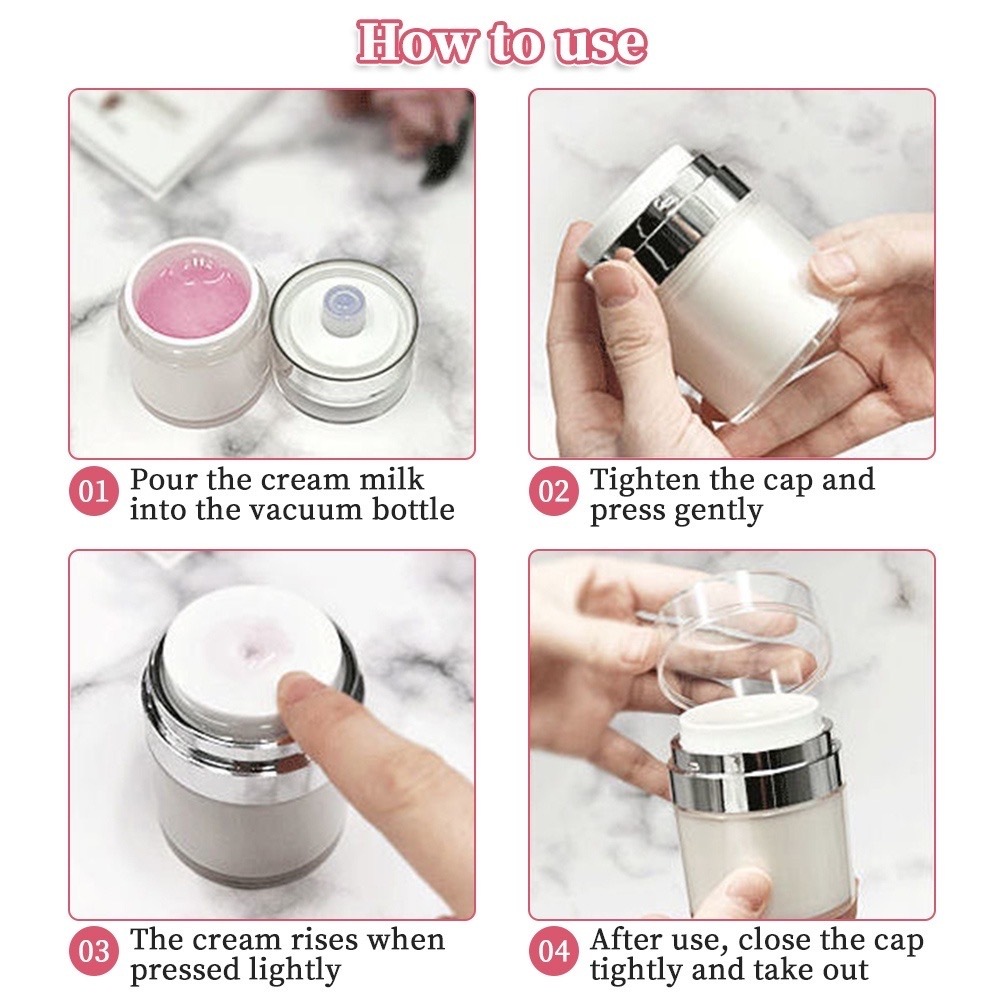 Imagem do produto Kit 3 Peças Frasco De Creme Gel Acrílico Pump Vazio 30ml Pressao Válvula Pote Unha Airless 4