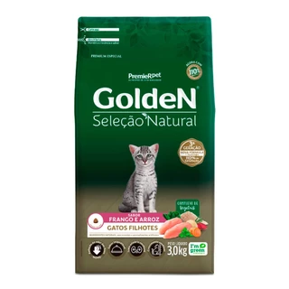 Ração Golden Seleção Natural Gatos Filhotes Frango,Arroz 3Kg