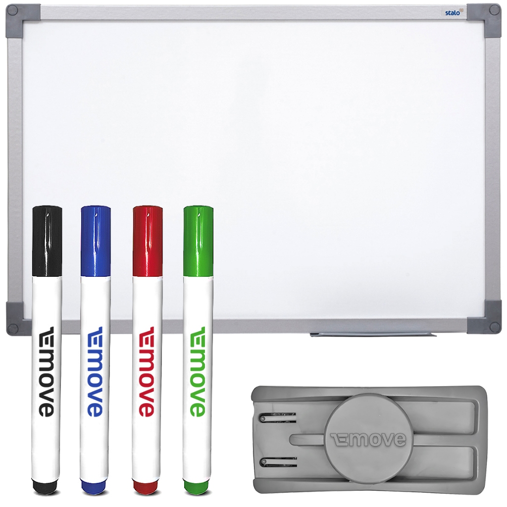 Lousa Quadro Branco 90x60 Média Com 4 Canetas e Apagador Anotações ...