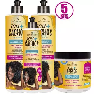 5 Kit Sou Mais Cachos Sofisticatto Hidratação Para Cachos e Crespos