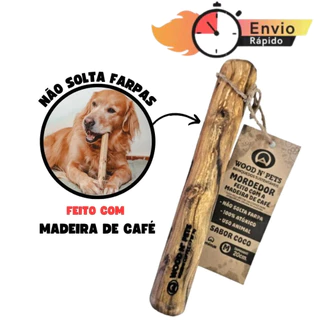 Brinquedo Cachorro Pet Mordedor de Madeira Resistente Rustico Sustentável Sabor Coco - ENVIO RÁPIDO
