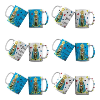 KIT 06 CANECAS PORCELANA 300ML NOSSA SENHORA APARECIDA