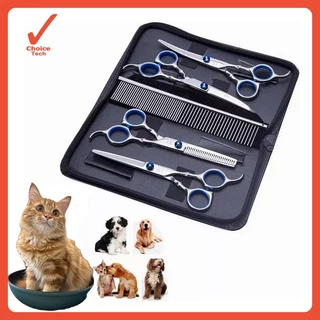 Kit 5 Tesoura Pet Cão Cabelereiro Profissionai Barbeiro