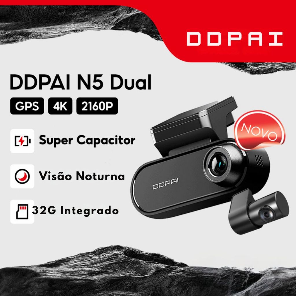 Câmera Automotiva N5 Dual DashCam 4K Ultra HD GPS Mapeamento D² ...