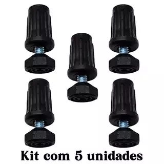 Bucha Rosca para Tubo 3/4 e Pé Nivelador Rosca 1/4 – Kit com 5 Unidades