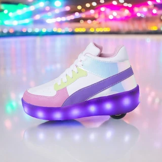 Tênis De Rodinha Infantil Com LED Recarregável Casual Colorido