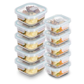 Kit 10 Potes Hermeticos Vidro Quadrado 520 Ml 390ml Multiuso Microondas Freezer Lava Louças