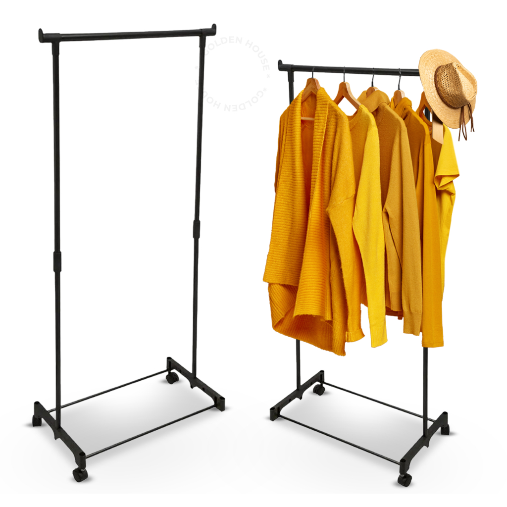 Arara Organizadora Cabideiro Compacto Roupas Sapato Bolsa Com Roda