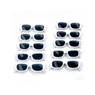 Kit 10 peças de Oculos retro da moda Branco unissex para festa formatura