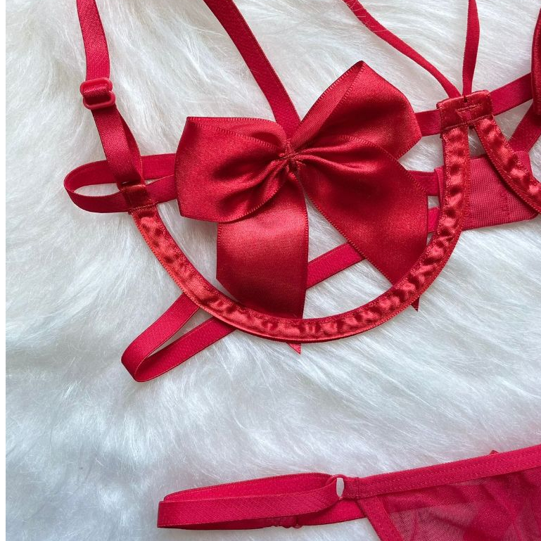 Mit Liebe Lingerie Sexy Conjunto Sutiã Com Aro E Laço Calcinha Fio