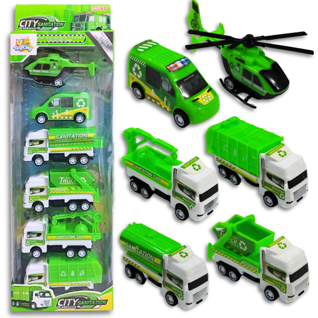 Kit Carrinhos Caminhão Lixo Reciclagem Miniatura fricção meio ambiente Brinquedo Educativo