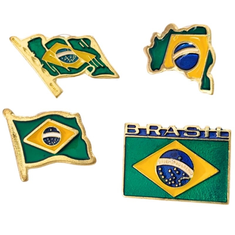 Broche pin da bandeira e/ou mapa do Brasil 10 unidades | Shopee Brasil