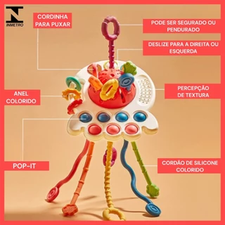 Brinquedo Presente Para Criança Chocalho Mordedor Flexível Montessori Disco Voador Sensorial 5 Em 1 Com Segurança De Plástico