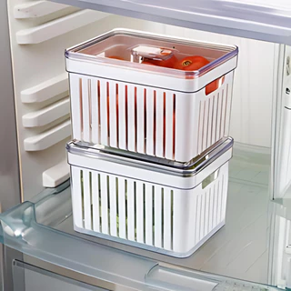 Kit 2 Organizador Geladeira Com Cesta Frutas Legumes 3 Litros Vegetais Controle de Ar