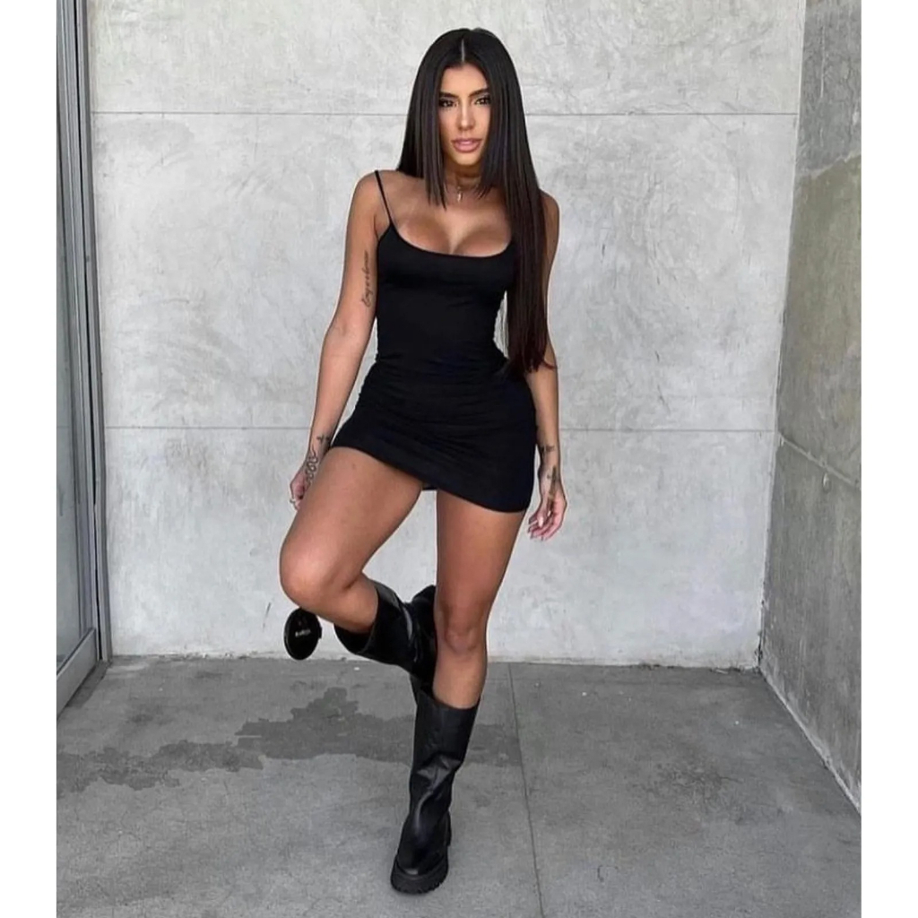 Vestido Tubinho Curto Colado Com Alcinha Blogueira Shopee Brasil