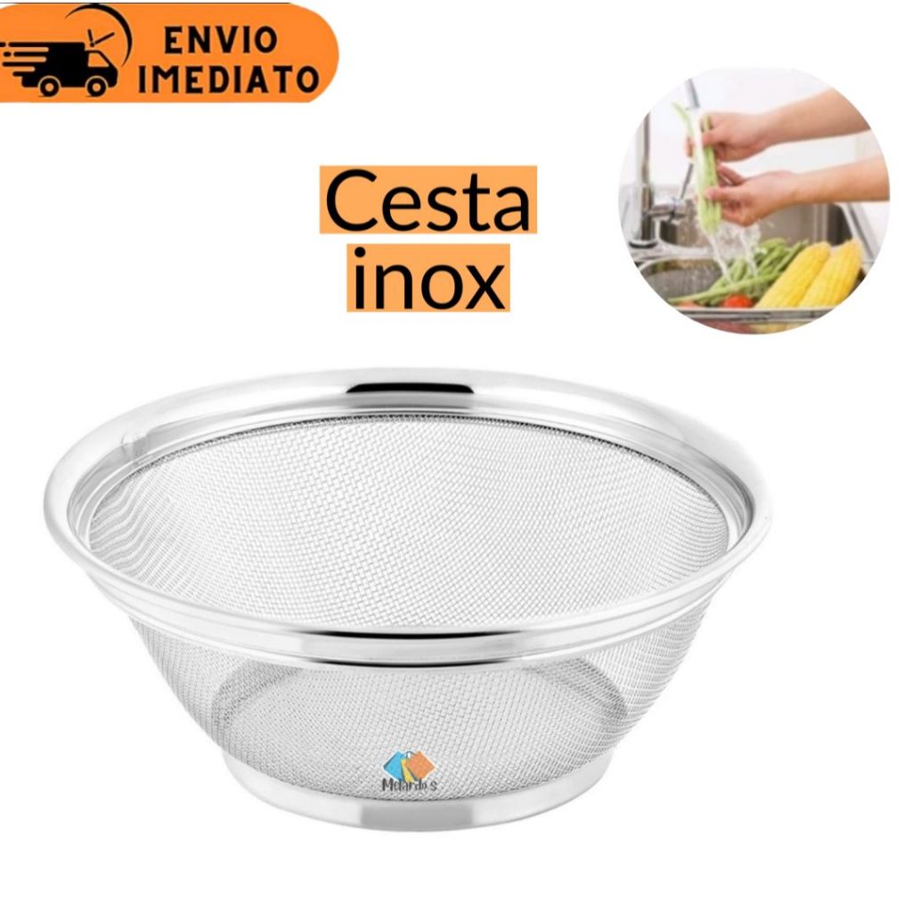 Cesta Escorredor Aço Inox Multiuso Legumes Peneira Fruteira Alimentos 22 cm