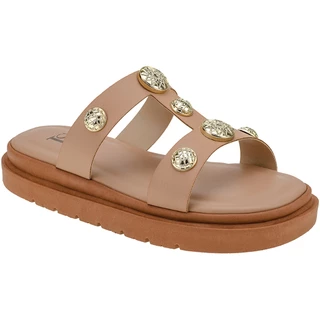 Sandalia Flatform Enfeite Rebite Confort Super Macia Confortável 1530