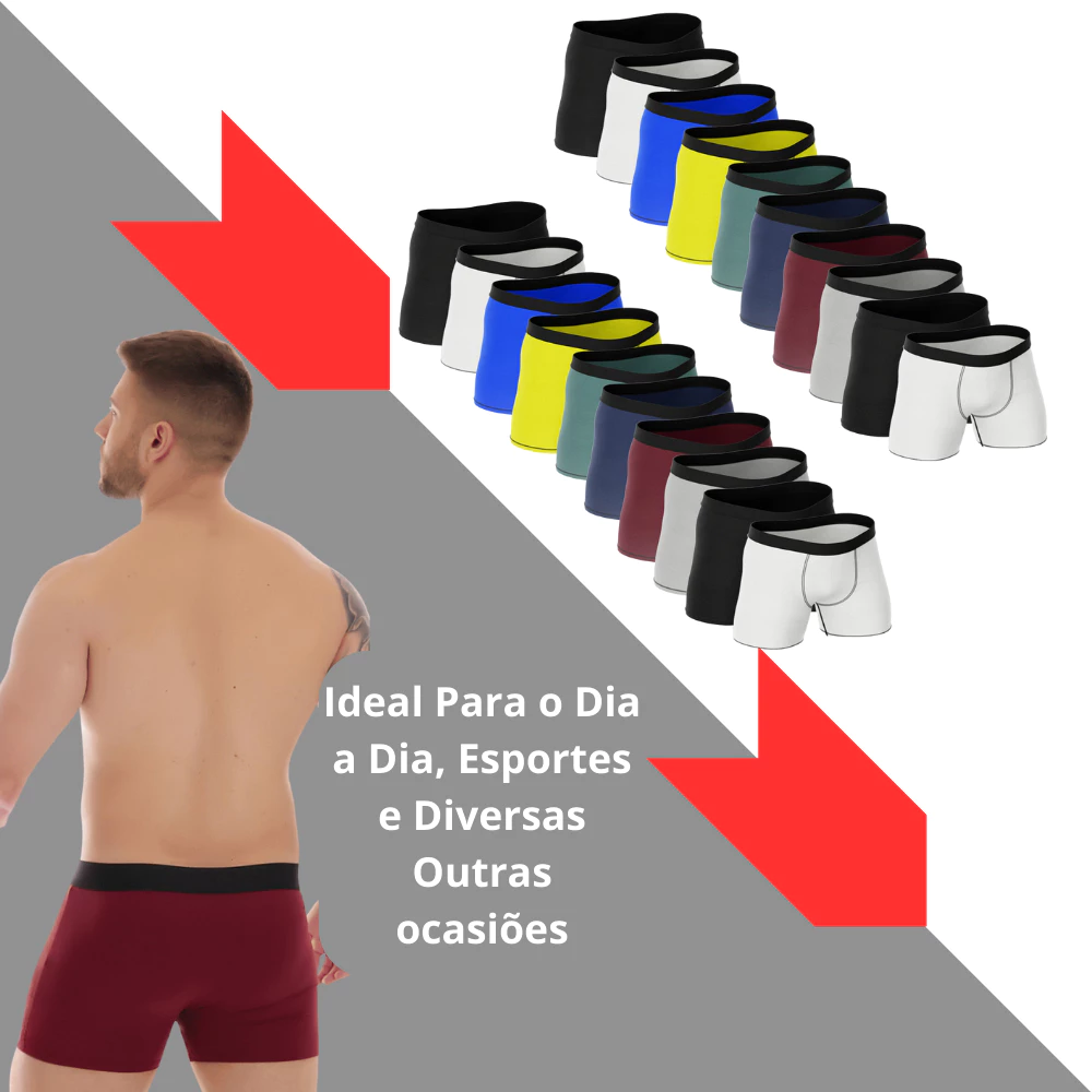 Kit Com 20 Cuecas Box Kit Com 20 Cuecas Box Boxer Microfibra Resistente e Reforçada Adulto Masculino