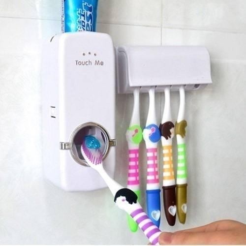 Dispenser para Creme Dental (Pasta de Dente) + Suporte para Escova Dente