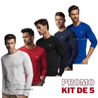 5 Camisa Térmica Proteção Uv 50+ Segunda Pele Camiseta Blusa Malha Fria Academia Manga Longa Unissex