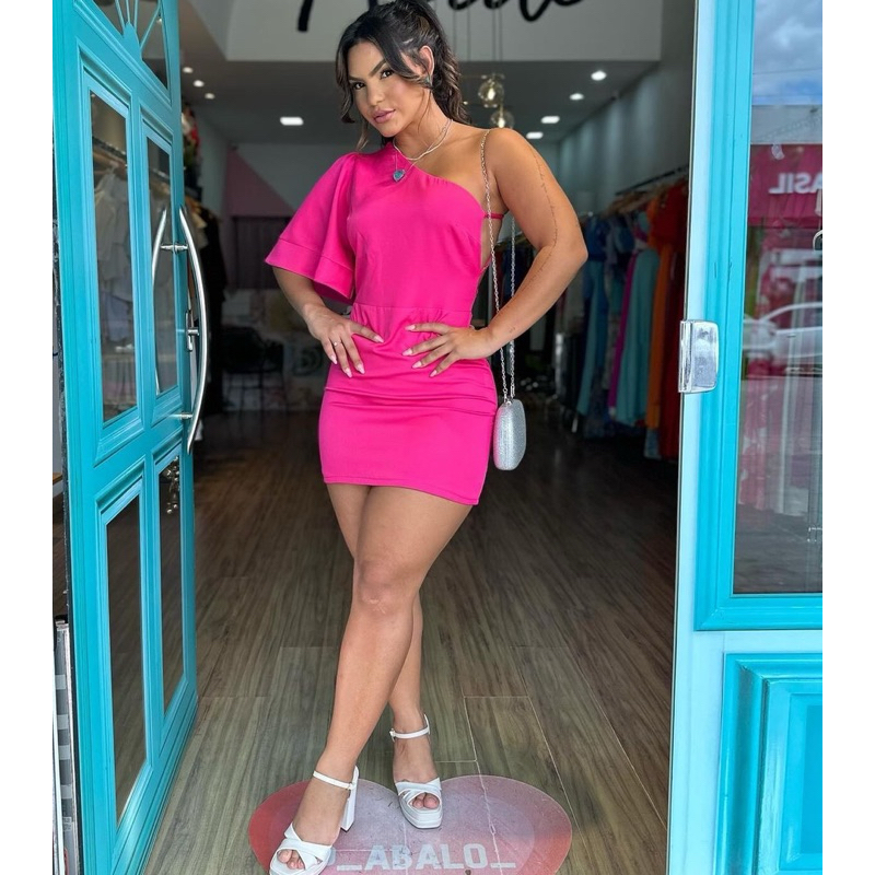 Vestido Curto Ribana de uma manga
