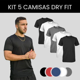 Kit com 5 Camisas Masculinas Academia dry Fit várias cores