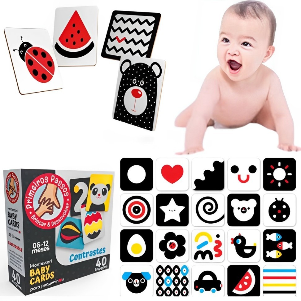 Cartão Estimulante Visual a 12 Meses Para Bebê Cartão Colorido