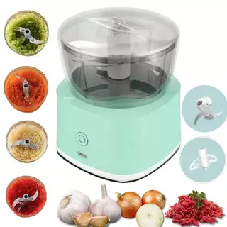 Mini Processador Elétrico Moedor De Carnes E Alimentos Portátil 3 Lâminas de Aço Inox Recarregável 3 Cores Disponíveis Triturador de Alimentos Picador de Alho