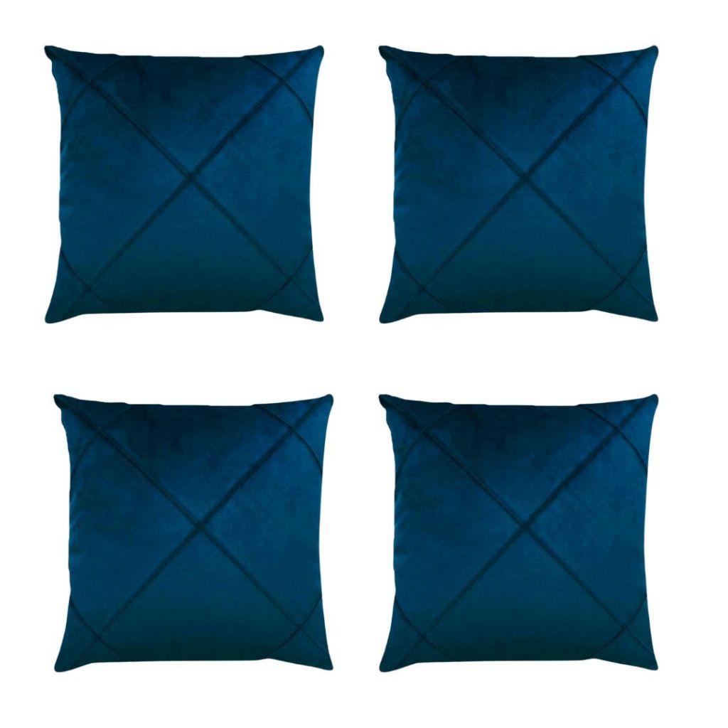 Kit Com 04 Capas de Almofadas Suede Drapeada 45x45cm Com Zíper