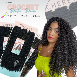 Cabelo Cacheado Cherey Water Wave 50cm Crochet Braids 360gr + Agulha