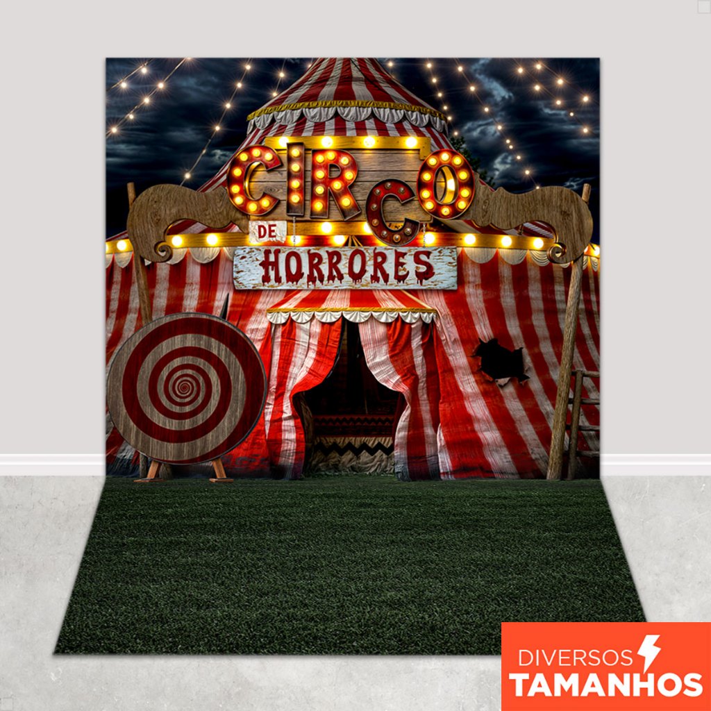 Fundo Fotográfico Halloween Circo Assombrado Em Tecido FFH-116