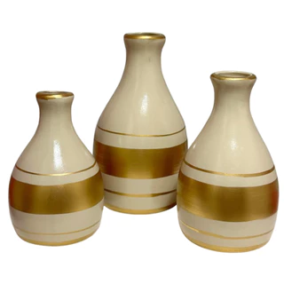 Conjunto Trio De Vaso Decorativo Em Ceramica Para Arranjos Casa Sala 3 Vasos