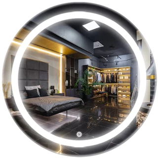 Espelho Redondo Jateado Grande Personalizado com Led Lapidado Decoração Parede Salão Beleza