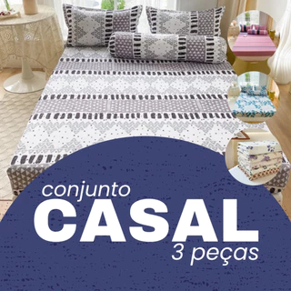 Jogo De Lençol 3 Peças Com Elástico Casal Padrão ESTAMPADO - Estampas Sortidas em Oferta na Shopee