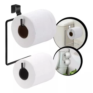 Suporte Porta Papel Higienico Duplo Aramado Para Caixa Acoplada Aço Preto Branco