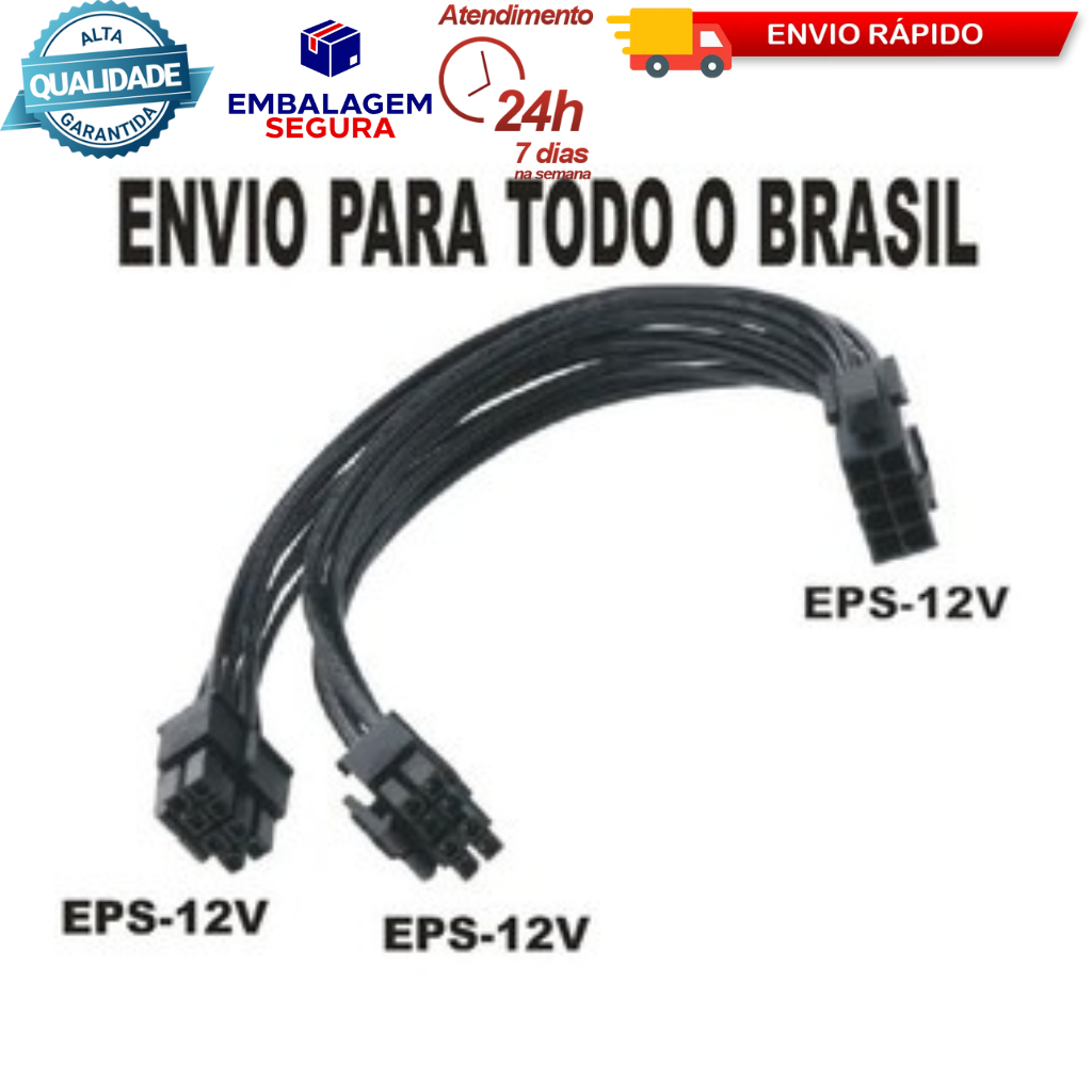 Adaptador Conector Atx,cpu 8 Pinos P/ 2x 8 Pinos Divisão 4+4