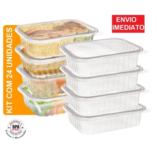 Kit 24 Unidades Pote Marmita Freezer Microondas Fitness Comida Congelada Marmitex