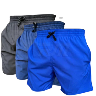 Kit 3 Short de Elastano Dry fit Bermuda de Praia Piscina e Academia