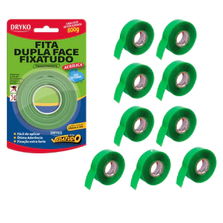 KIT 10x Fita Dupla Face Fixa Tudo Acrilica Uso Interno Dryko 12mm TRS12