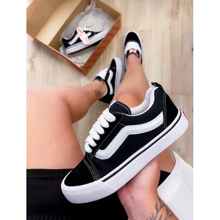 KNU Skool Tênis Casual Skate Preto E Branco Lançamento