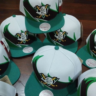Boné Mighty Ducks super patos retrô verde/branco nhl aba reta bordado com regulagem snapback new