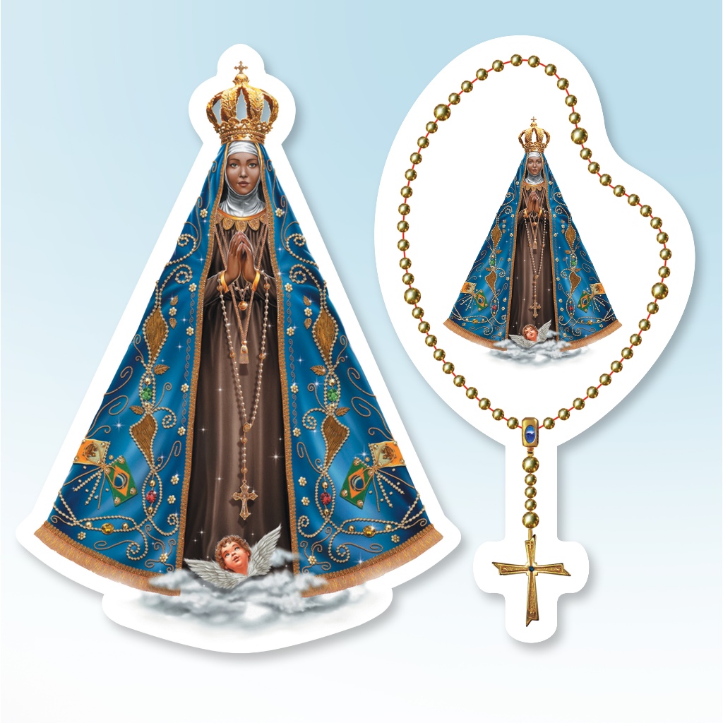 4 Quatro Adesivos lindos de Nossa Senhora Aparecida ( manto azul ...