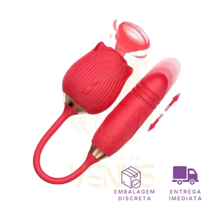 Vibrador Rosa Sugador com Vibrador vai e vem, Clitóris Vagina e Anal Recarregável à Prova d'Água em Oferta na Shopee