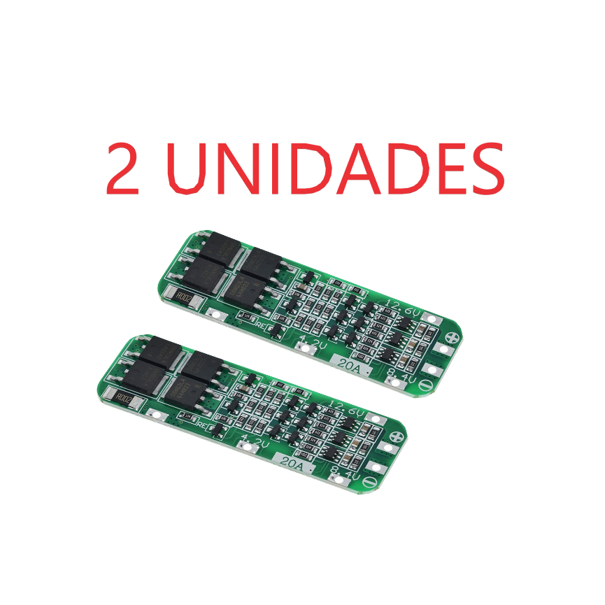 Placa Bms 3S 20A 12,6V 18650 Com Proteção - bateria de lítio 18650 BMS (2 unidades)