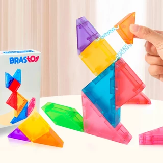 Blocos Montar Magnéticos de Quebra-cabeça Tangram Brinquedo Educativo Infantil