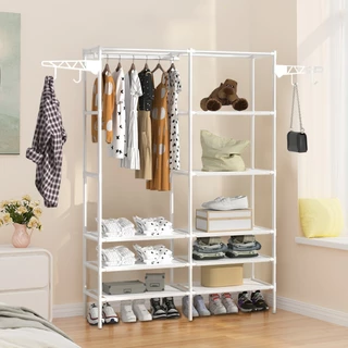 Rack Sapateira Arara Guarda Roupa Portatil Arara Multifuncional Sapato Oraganizador Multiuso Grande Desmontavel Organizador Estrutura de Aço