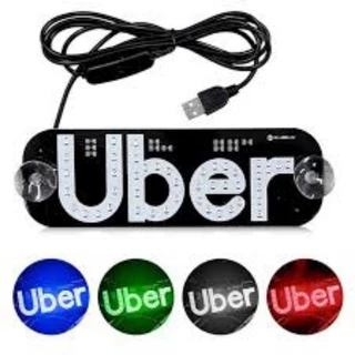 painel letreiro luminoso placa Led Para carro motorista de applicativo full hd Entrada Usb cabo 1,5 metros vidro parabrisa 99- U (azul - branco - verde - vermelho)