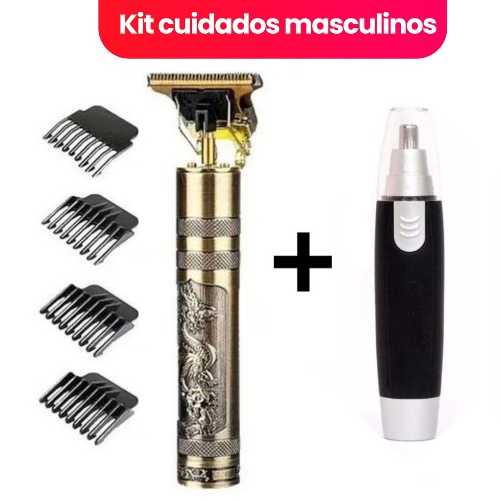 Kit cuidados masculinos - Barbeador e aparador de pelos Maquina cortar cabelo dragão